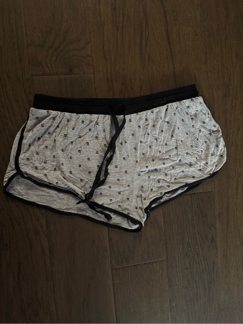 Rene Rofe Gray and Black Polka Dot Lounge Shorts with Drawstring